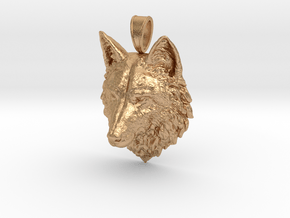 Wolf Pendant_Mouth Close in Natural Bronze