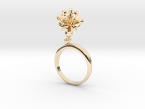 Ring with one small flower of the Cherry in 14k Gold Plated Brass: 5.75 / 50.875