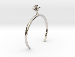 Bracelet with one small flower of the Choisya in Rhodium Plated Brass: Small
