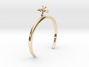 Bracelet with one small flower of the Chicory in 14k Gold Plated Brass: Extra Small