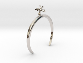 Bracelet with one small flower of the Chicory in Rhodium Plated Brass: Extra Small