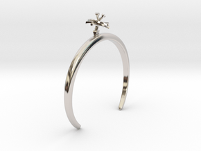 Bracelet with one small flower of the Chicory in Rhodium Plated Brass: Small