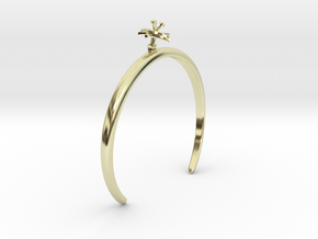 Bracelet with one small flower of the Chicory in 14k Gold Plated Brass: Large