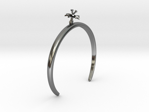 Bracelet with one small flower of the Chicory in Polished Silver: Large