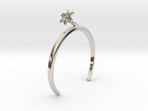 Bracelet with one small flower of the Daffodil in Rhodium Plated Brass: Small