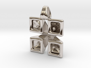 Cubist flowers in Rhodium Plated Brass