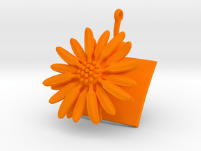 Pendant with one large flower of the Daisy in Orange Processed Versatile Plastic