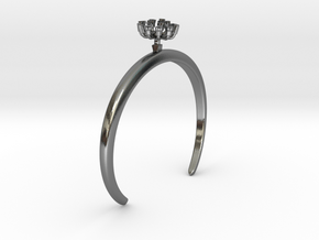Bracelet with one small flower of the Fennel in Polished Silver: Extra Small
