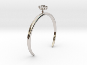 Bracelet with one small flower of the Fennel in Rhodium Plated Brass: Medium