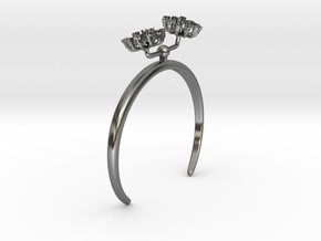 Bracelet with two small flowers of the Fennel in Polished Silver: Medium