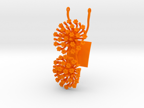 Pendant with two large flowers of the Fennel in Orange Processed Versatile Plastic