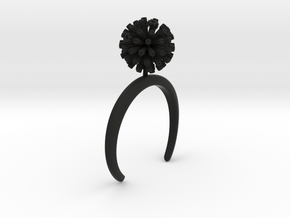 Bracelet with one large flower of the Garlic in Black Natural Versatile Plastic: Extra Small