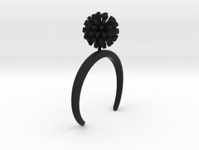 Bracelet with one large flower of the Garlic in Black Natural Versatile Plastic: Small