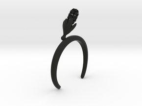 Bracelet with one large flower of the Hyacinth in Black Natural Versatile Plastic: Small