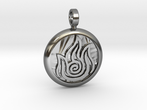 Firebending Pendant in Polished Silver