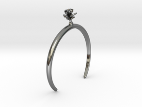 Bracelet with one small flower of the Lemon in Polished Silver: Large