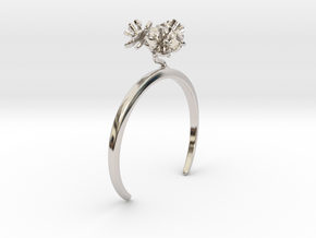 Bracelet with three small flowers of the Peach in Rhodium Plated Brass: Extra Small