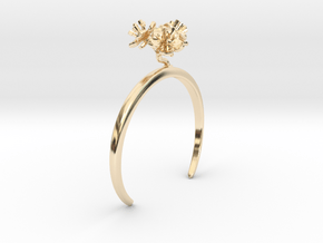 Bracelet with three small flowers of the Peach in 14k Gold Plated Brass: Small