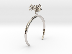 Bracelet with three small flowers of the Peach in Rhodium Plated Brass: Small