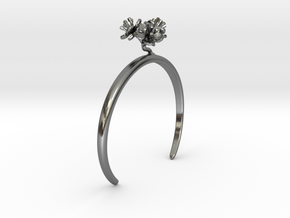Bracelet with three small flowers of the Peach in Polished Silver: Large