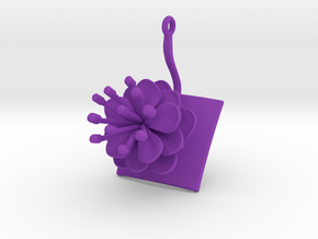 Pendant with one large flower of the Peach Inv in Purple Processed Versatile Plastic