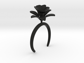 Bracelet with one large flower of the Pomegranate in Black Natural Versatile Plastic: Small