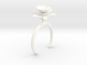Bracelet with one large flower of the Pomegranate in White Processed Versatile Plastic: Medium