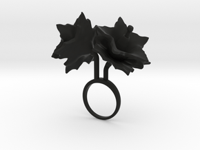 Ring with two large flowers of the Potato in Black Natural Versatile Plastic: 7.25 / 54.625