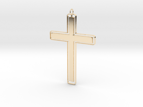 Solid Outlíne Cross Pendant in 9K Yellow Gold : Medium