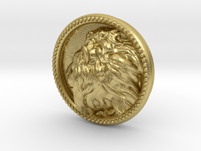 Lion Head Lapel Pin No.2  in Natural Brass