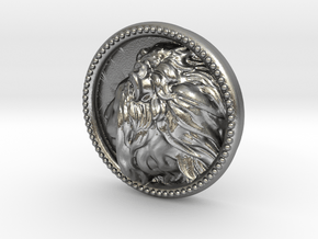 Lion Head Lapel Pin No.2  in Natural Silver