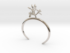 Bracelet with two small flowers of the Radish L in Rhodium Plated Brass: Extra Small