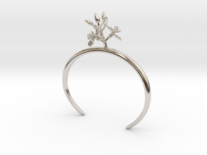 Bracelet with two small flowers of the Radish L in Rhodium Plated Brass: Medium