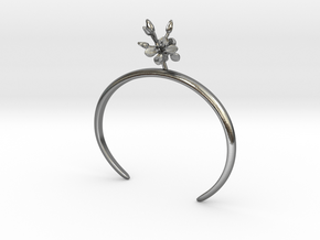 Bracelet with two small flowers of the Radish R in Polished Silver: Large