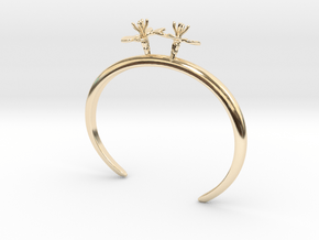 Bracelet with two small flowers  of the Radish in 14k Gold Plated Brass: Extra Small