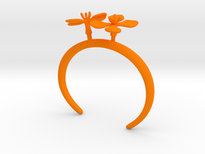 Bracelet with two large flowers of the Radish in Orange Processed Versatile Plastic: Medium