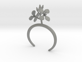 Bracelet with two large flowers of the Radish R in Gray PA12: Small