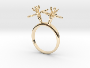 Ring with two small flowers of the Radish in 14k Gold Plated Brass: 7.75 / 55.875