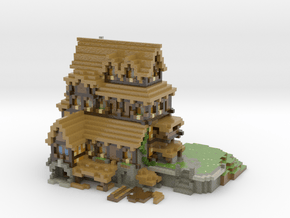 Minecraft Big Medieval Dark Oak House in Glossy Full Color Sandstone