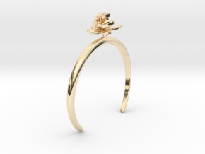 Bracelet with one small flower of the Rose in 14k Gold Plated Brass: Small