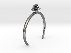 Bracelet with one small flower of the Rose in Polished Silver: Large