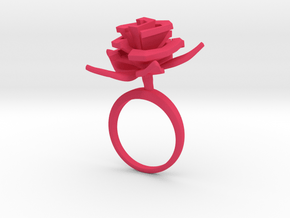 Ring with one large flower of the Rose in Pink Processed Versatile Plastic: 7.25 / 54.625