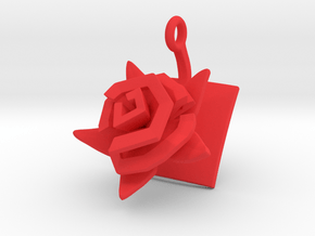 Pendant with one large flower of the Rose in Red Processed Versatile Plastic