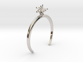 Bracelet with two small flowers of the Tomato L in Rhodium Plated Brass: Extra Small