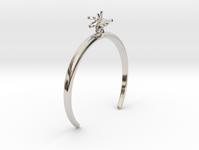 Bracelet with two small flowers of the Tomato L in Rhodium Plated Brass: Medium