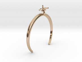 Bracelet with one small flower of the Tomato in 14k Rose Gold Plated Brass: Medium