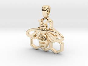 Bee in hive in 9K Yellow Gold 
