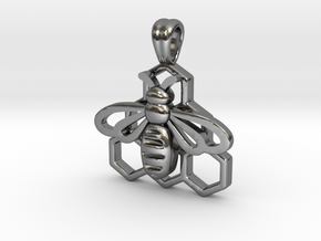 Bee in hive in Polished Silver
