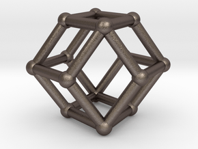 Rhombic dodecahedron in Polished Bronzed Silver Steel
