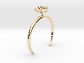 Bracelet with one small open flower of the Tulip in 14k Gold Plated Brass: Extra Small